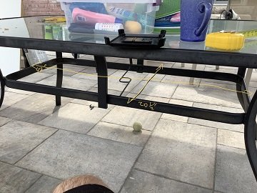patio table frame dims