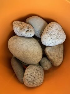 bucket of rocks