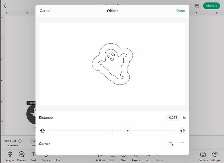 Cricut Designs space offset feature