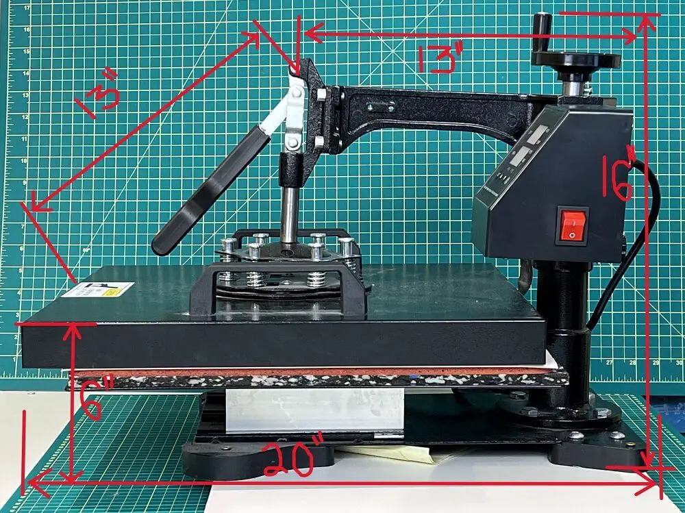 heat press dimensions