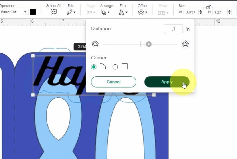 text offset