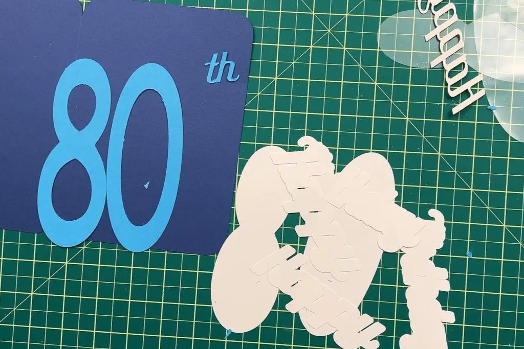 80th birthday shaker card pieces