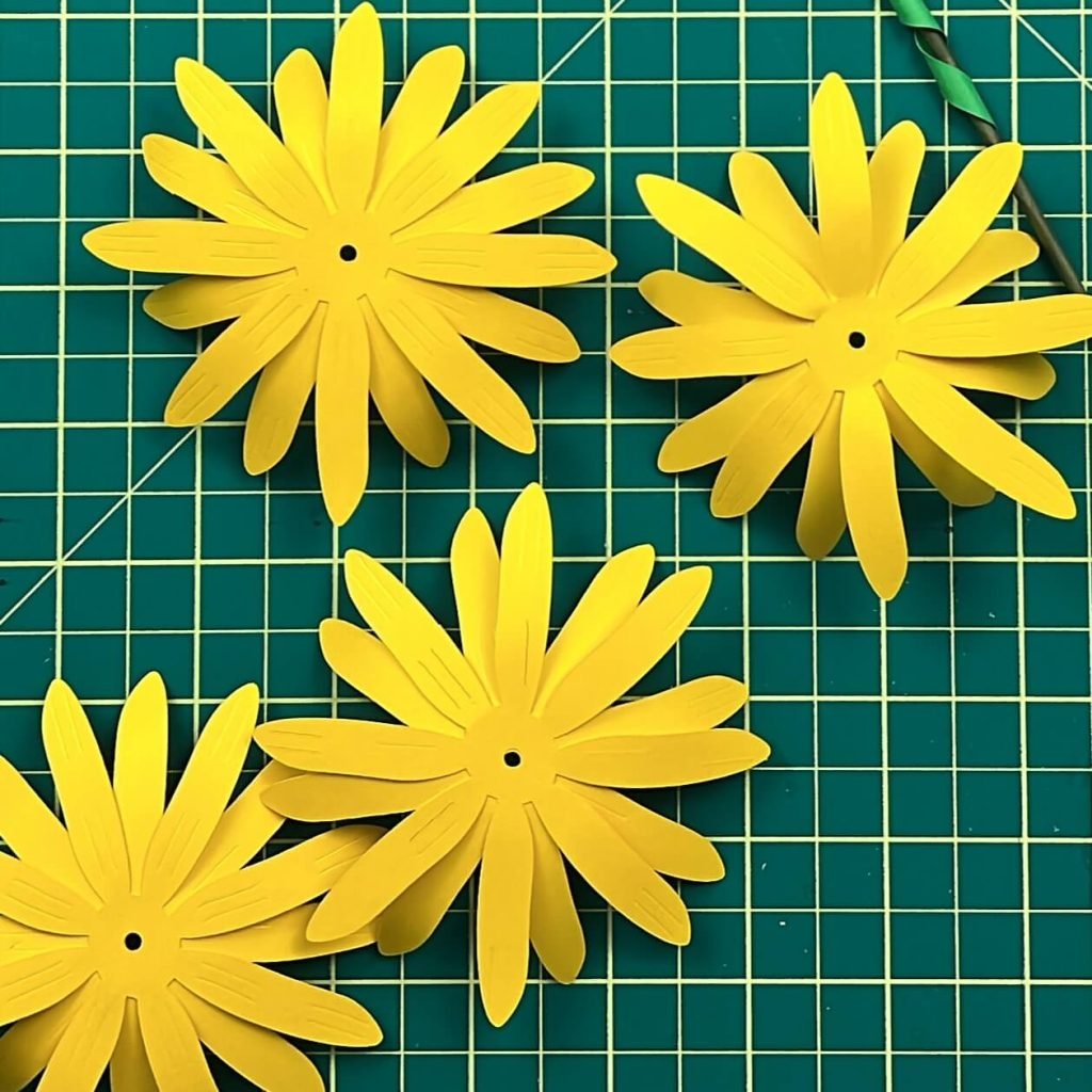 Assembling Black-Eyed Susan Paper Flowers