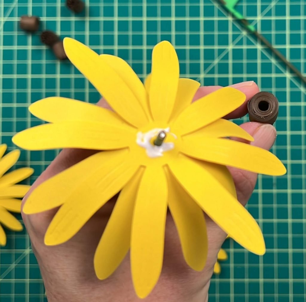 Assembling Black-Eyed Susan Paper Flowers