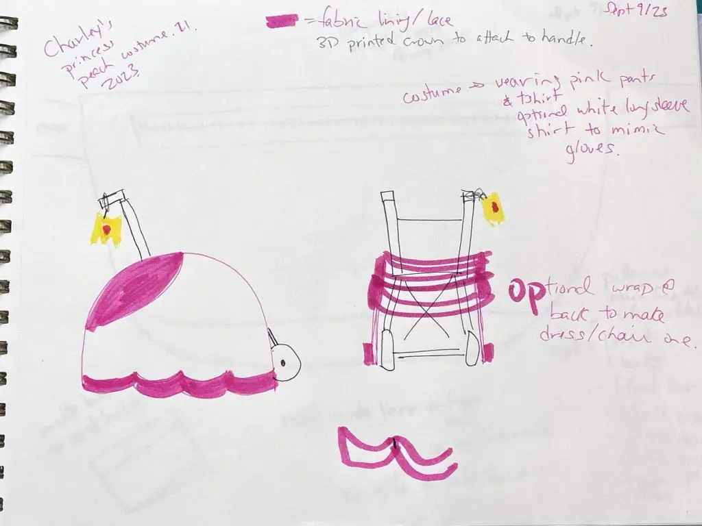 Princess Peach Wheelchair Costume sketch