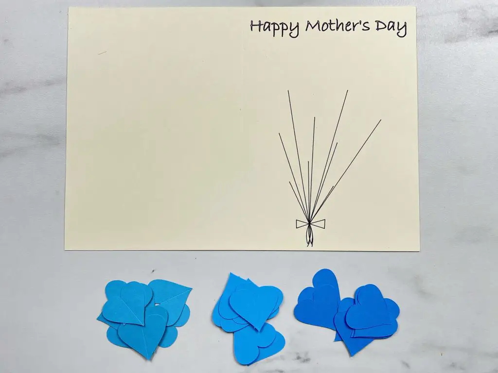 Mother's Day Heart Balloon Card pieces
