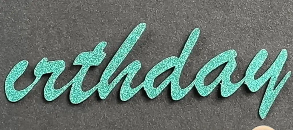 glitter card stock cut facing down