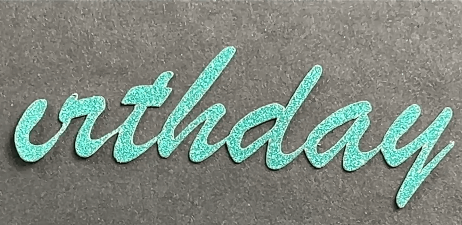 glitter card stock cut facing up
