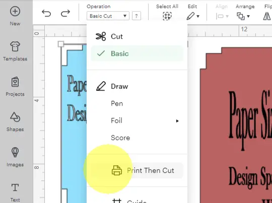 Changing Cut to Print Then Cut