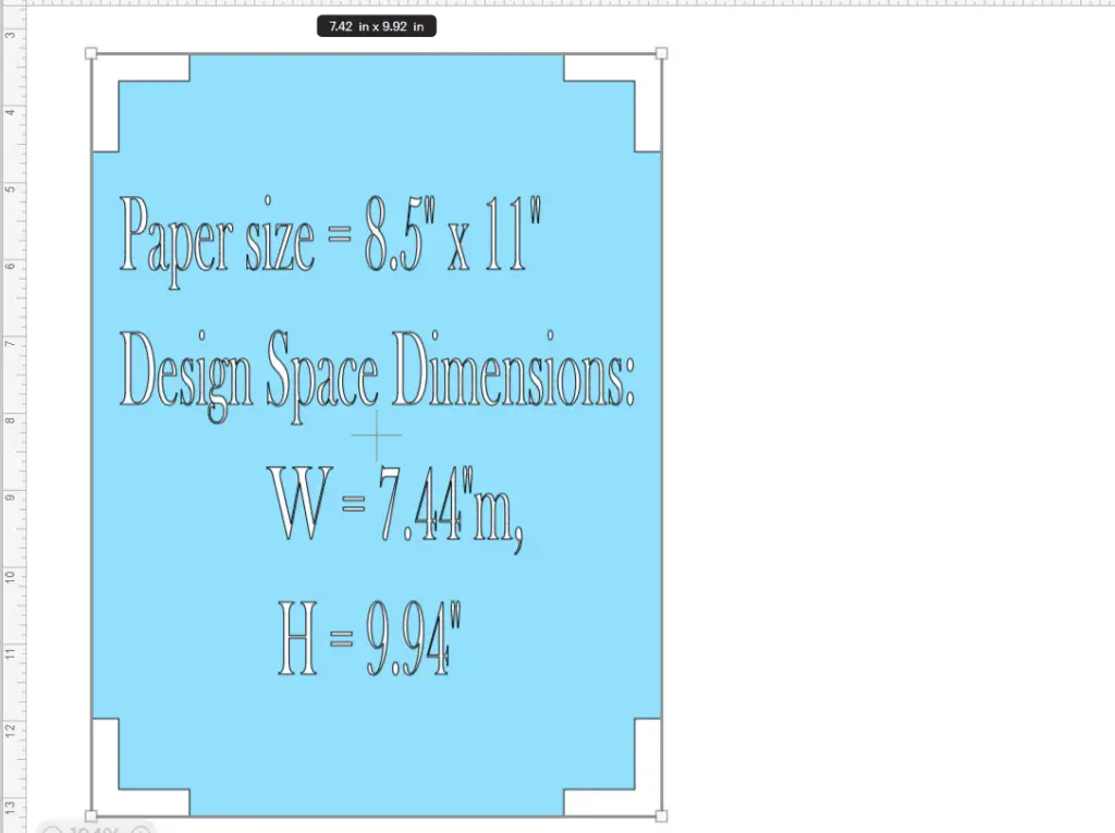 8.5x11 max print then cut template sample