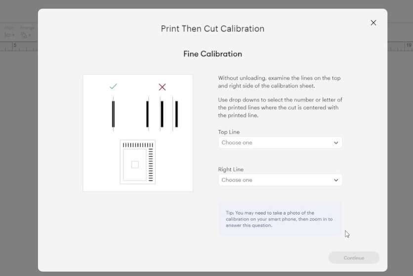 fine calibrations line set up cutting