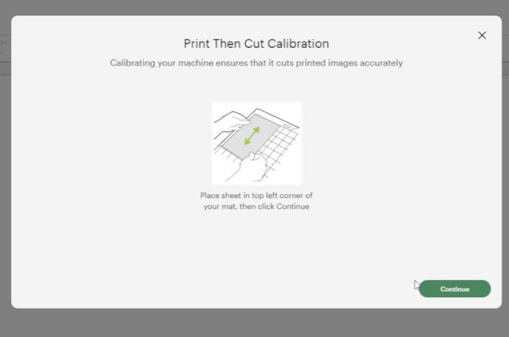 lining up calibration sheet on cutting mat Calibrate your Cricut for Print Then Cut Using a Computer