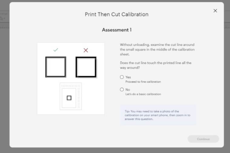 print then cut first cut calibration check