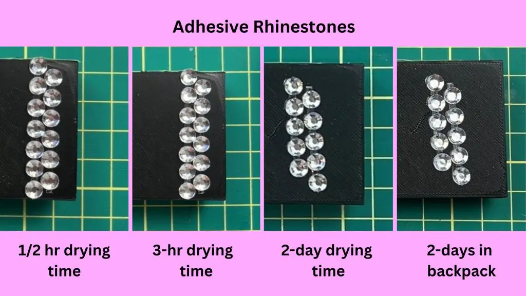 attaching rhinestones to 3D Prints - Adhesive rhinestones test results