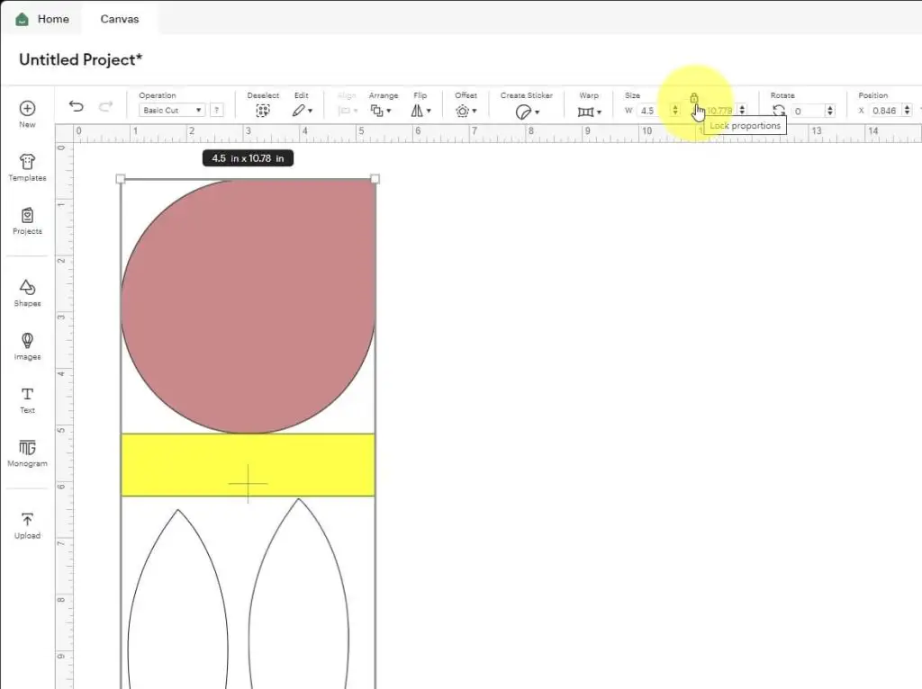 modifying size in Cricut DS