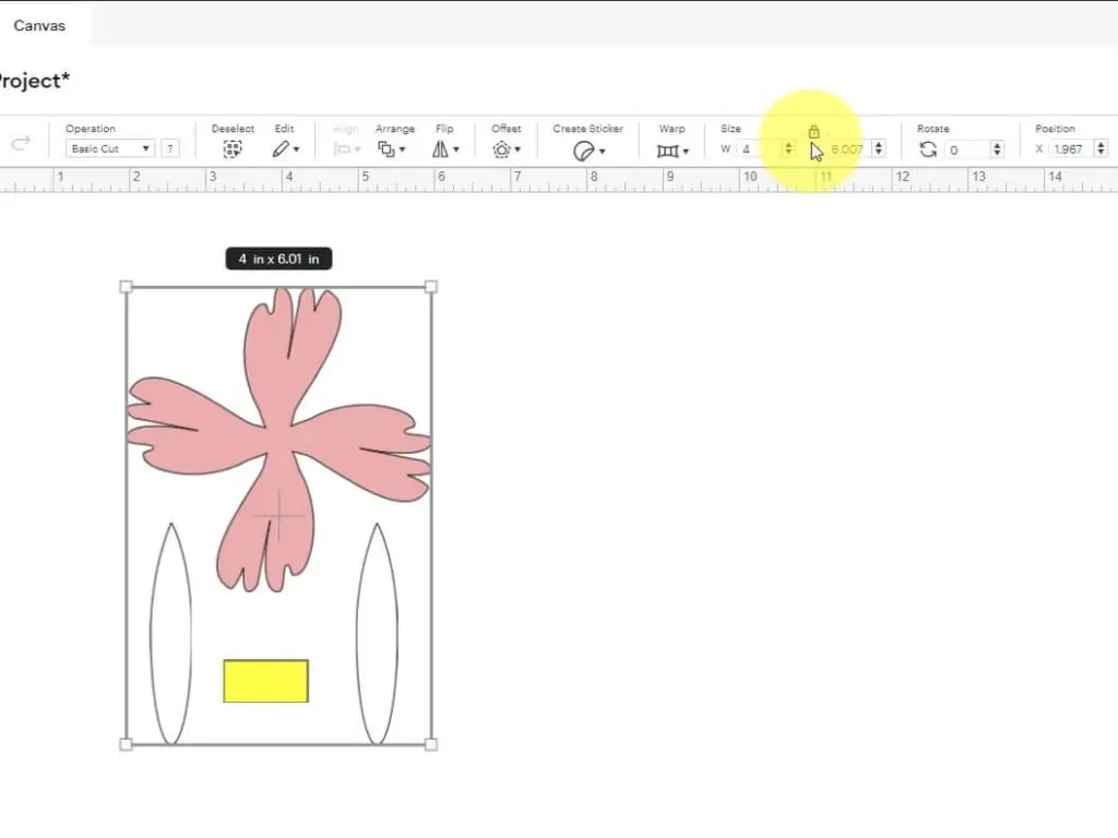 adjusting size in Cricut DS