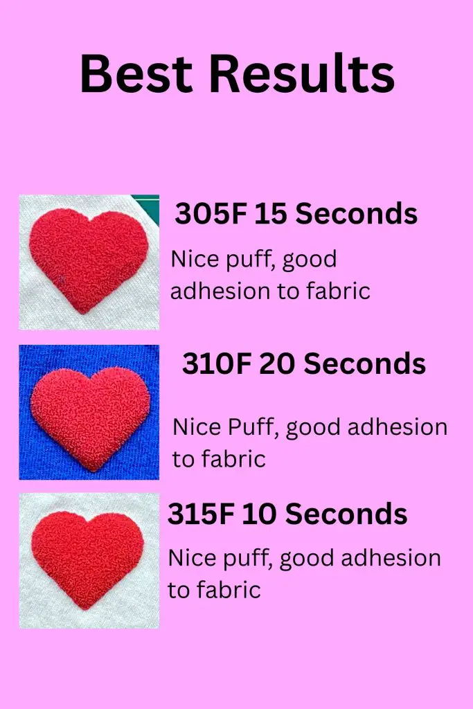 A-Sub 3D Puff Heat Transfer Vinyl Sheet Best Results for Time and Temp
