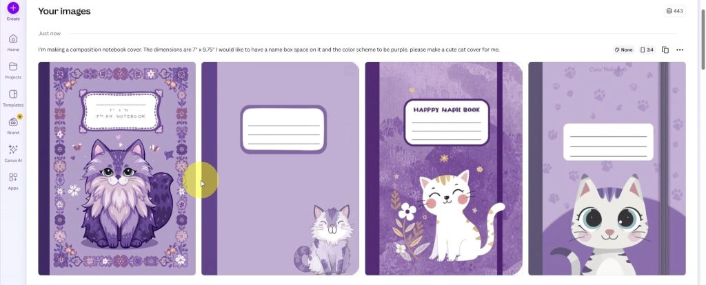 Canva AI generated Composition Notebook Cover Images