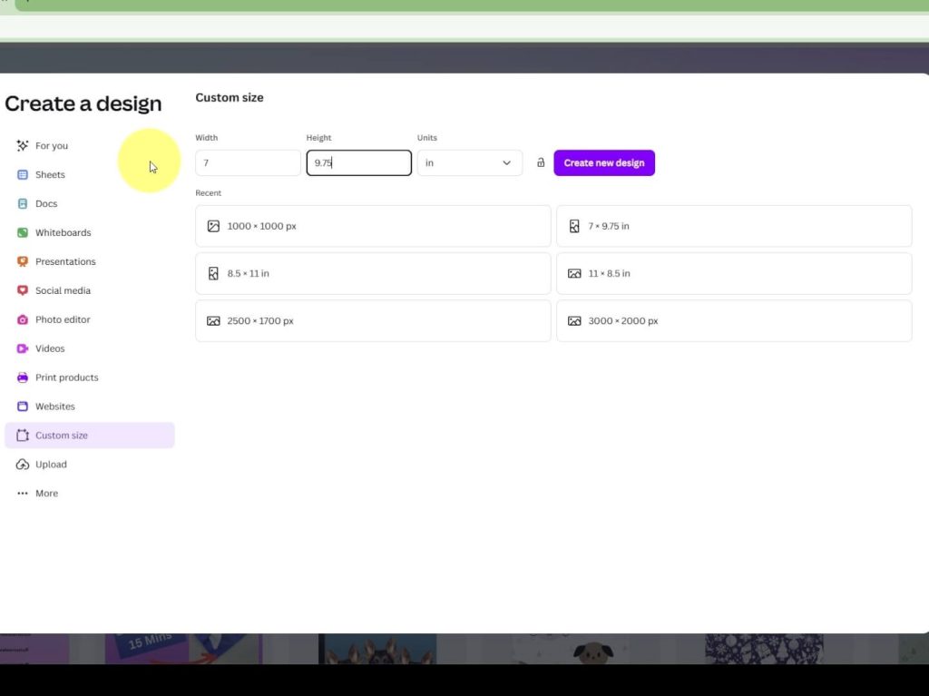 Canva Custom Size