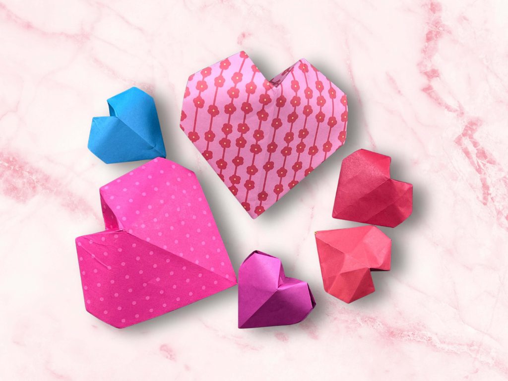 cute origami hearts