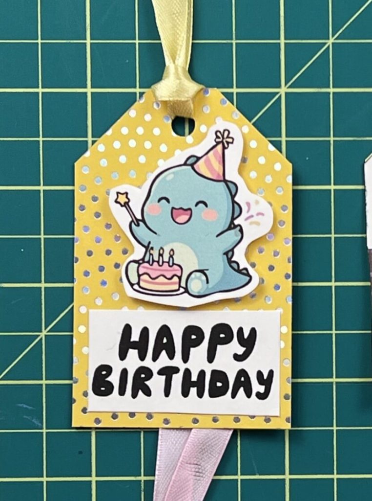tag 2 - birthday dino gift tags from scrap paper